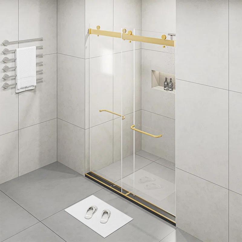 Dimorphos Frameless Sliding Glass Shower Doors with 3/8"(10mm) Clear Tempered Glass 11DD701957Q