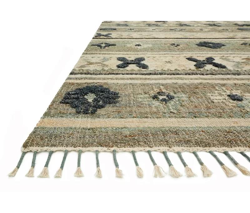 Aqua Ink Elegance 5' x 7' Hand-Knotted Wool-Cotton Rug