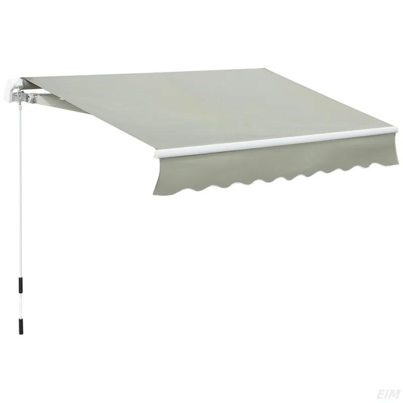 8' X 7' Patio Retractable Awning, Manual Exterior Sun Shade Deck Window Cover, Grey