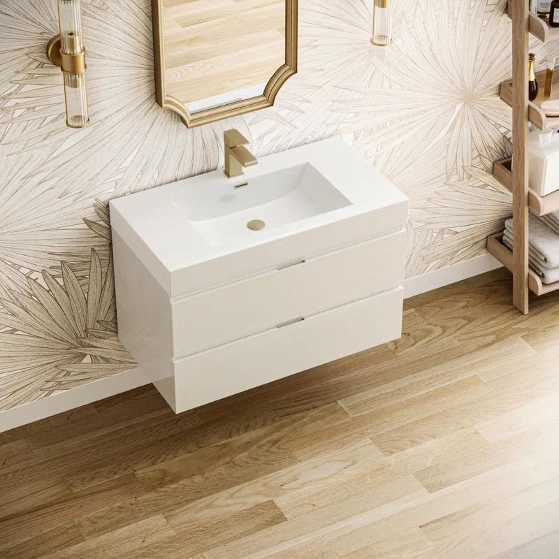 Fresca Valencia 36" Wall Mount Single Sink Bathroom Vanity with Top and Sink (Faucet Not Included)
