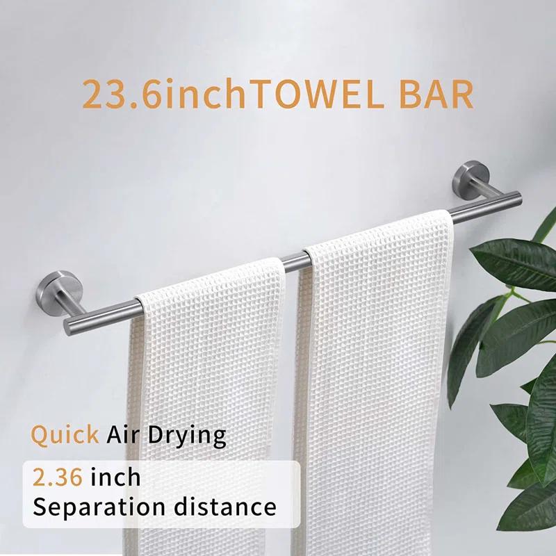4-Pieces Bathroom Accessories Set, Stainless Steel Bathroom Hardware Set, Bath Towel Bar Set, Towel Racks For Bathroom Wall Mounted.