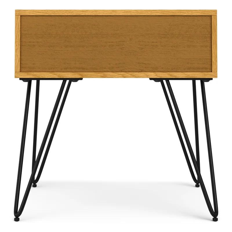 Hunter 22"W Solid Wood Industrial Square End Table with Hairpin Legs and Open Storage