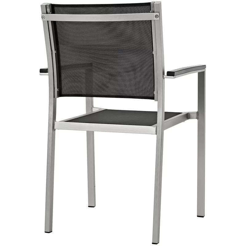 Shore 35'' Silver Black Aluminum Outdoor Dining Chair Set