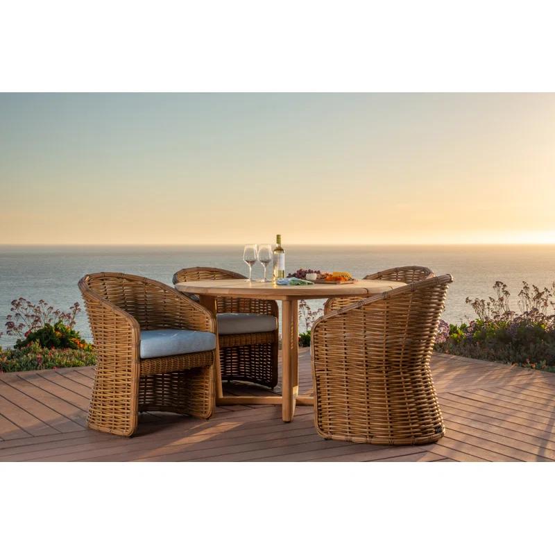 Sunset West Playa High-Density Polyethylene (HDPE) Wicker Premium All-Weather Wicker Dining Armchair with Sunbrella® Cushion