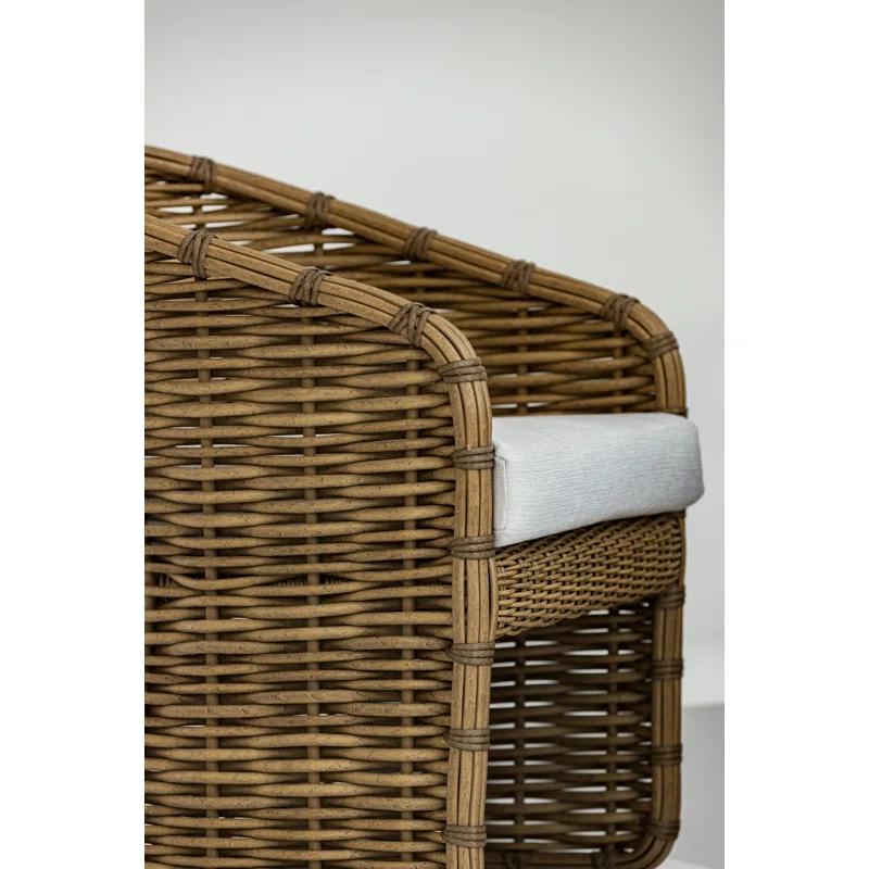 Sunset West Playa High-Density Polyethylene (HDPE) Wicker Premium All-Weather Wicker Dining Armchair with Sunbrella® Cushion