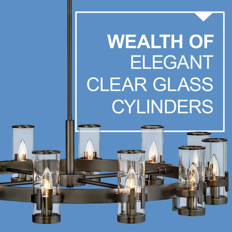 Reeve 12-Light Black Oxide Wagon Wheel Chandelier with Clear Glass