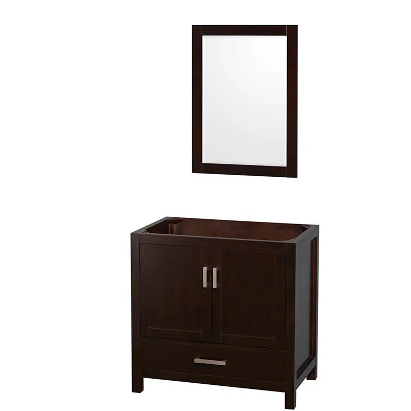 Wyndham Collection Sheffield 36" Freestanding Single Bathroom Vanity with Marble Top with 24" Mirror