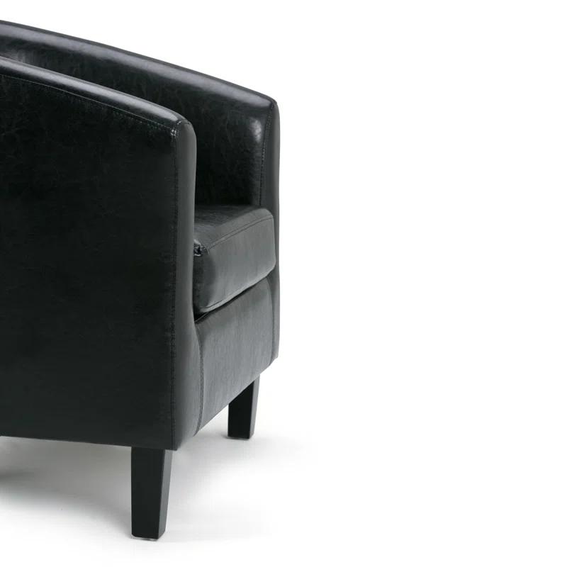 Simpli Home Austin 30"W Upholstered Vegan Faux Leather Contemporary Tub Accent Chair with High Arms and Deep Seat