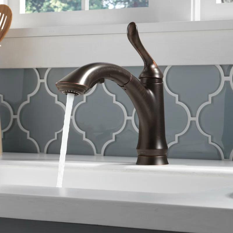 Venetian Bronze Single Handle Pull-Out Kitchen Faucet with Multi-Flow Spray