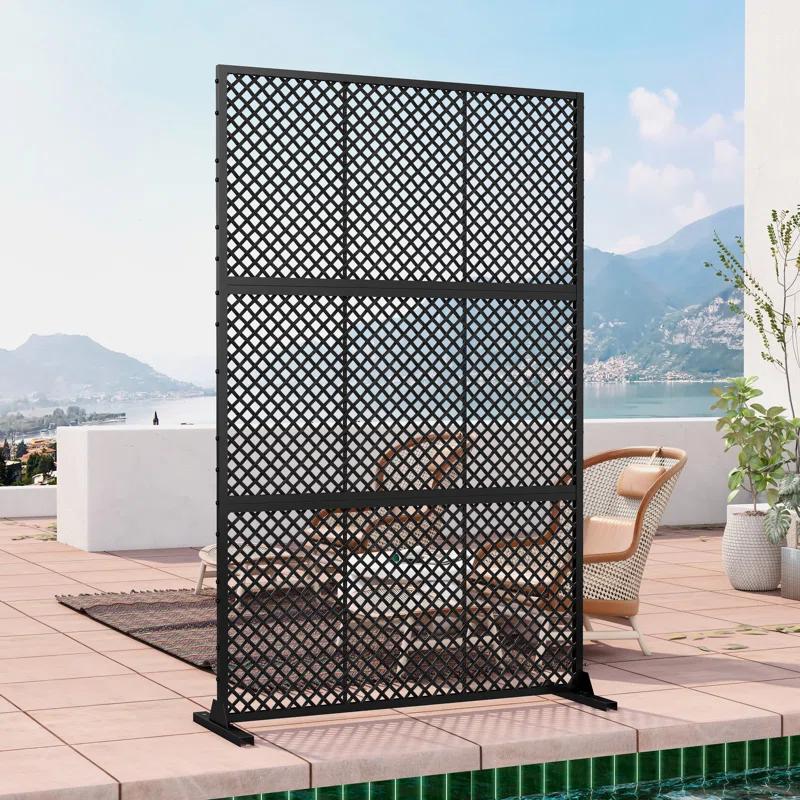 UIXE 72.05''H x 47.75''W Wicker Privacy Metal Screen Fence Panel Double Colored Screen