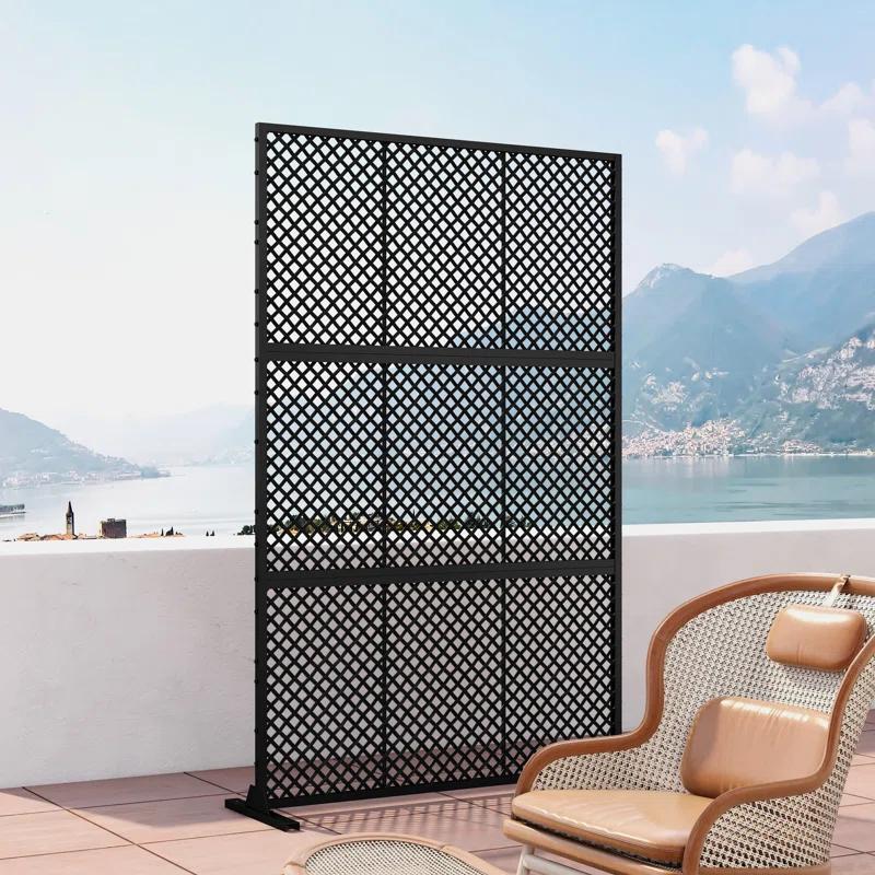 UIXE 72.05''H x 47.75''W Wicker Privacy Metal Screen Fence Panel Double Colored Screen