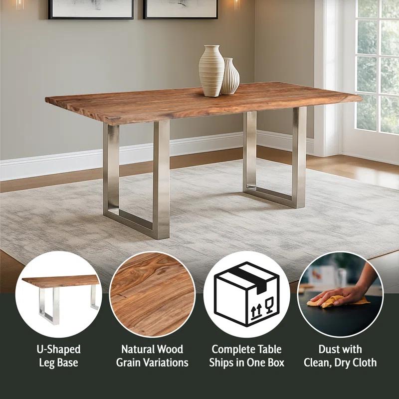 Aabriella 80'' Wood and Metal Rectangular Dining Table