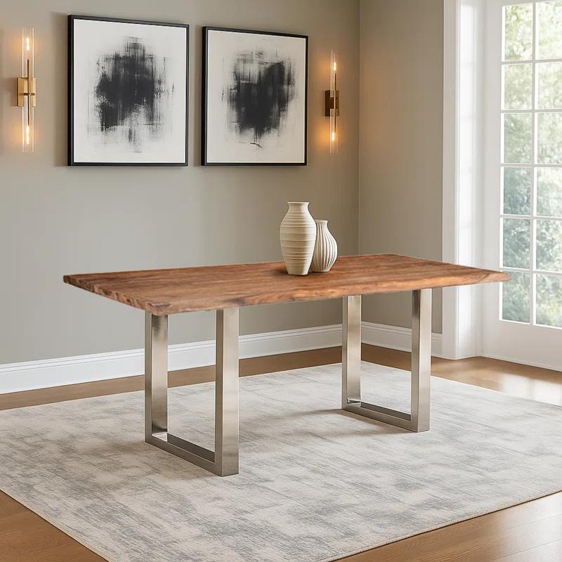 Aabriella 80'' Wood and Metal Rectangular Dining Table