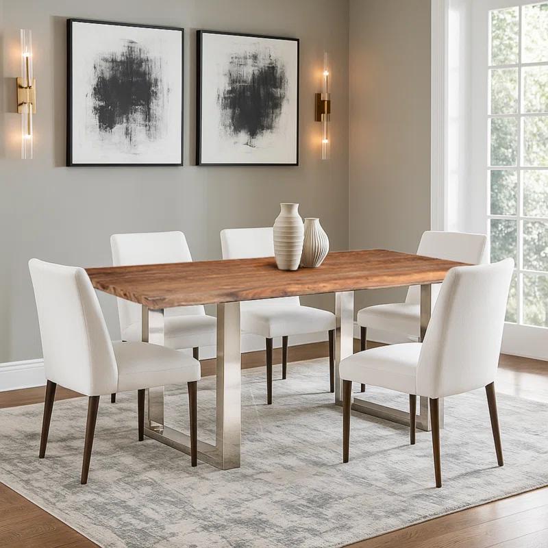Aabriella 80'' Wood and Metal Rectangular Dining Table