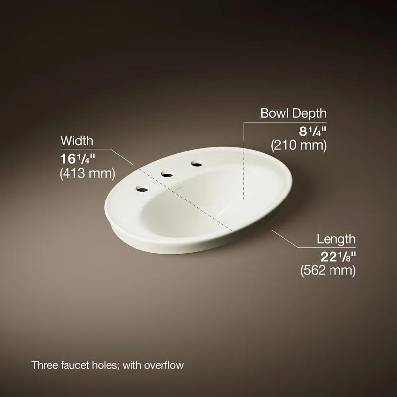 Serif® Ceramic Oval Drop-In Bathroom Sink with Overflow