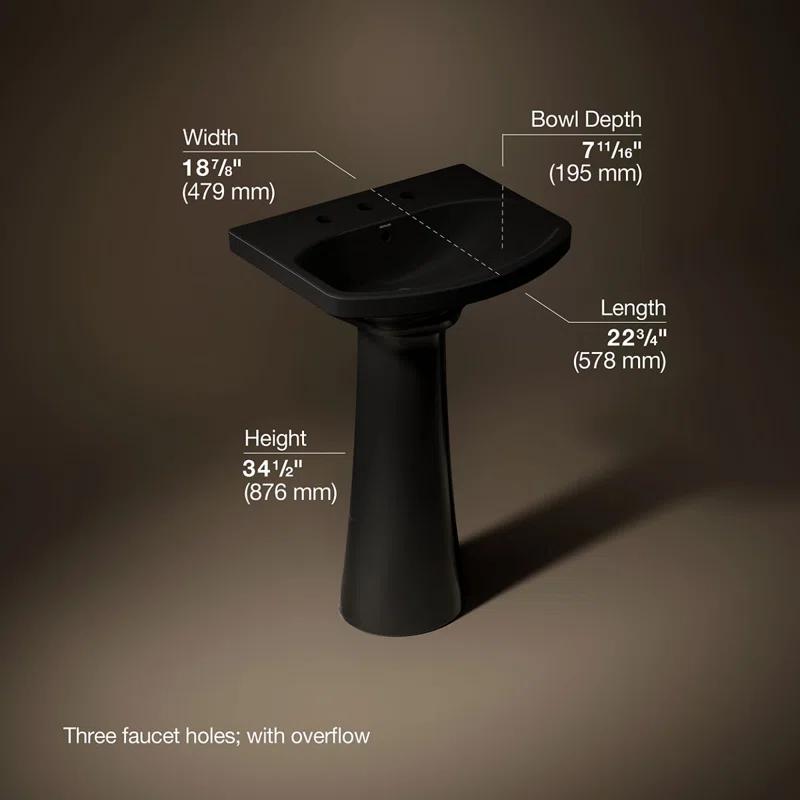 Cimarron® 26.81" Vitreous China U-Shape Pedestal Bathroom Sink with Overflow