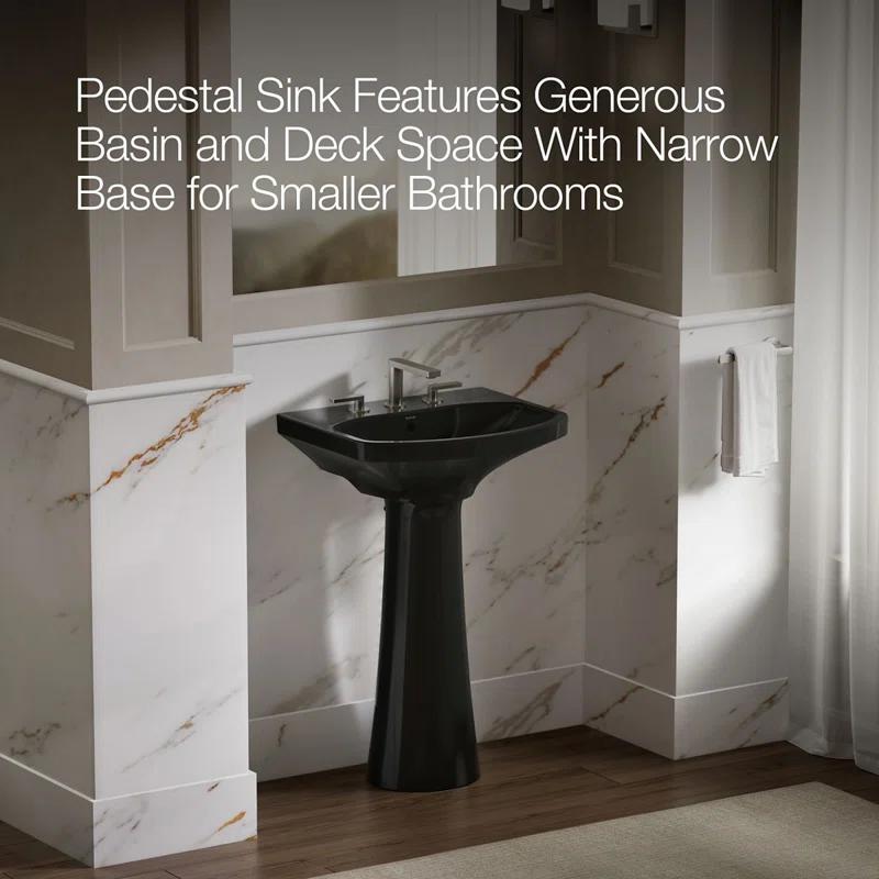 Cimarron® 26.81" Vitreous China U-Shape Pedestal Bathroom Sink with Overflow