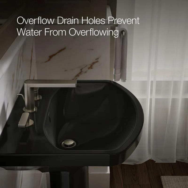 Cimarron® 26.81" Vitreous China U-Shape Pedestal Bathroom Sink with Overflow