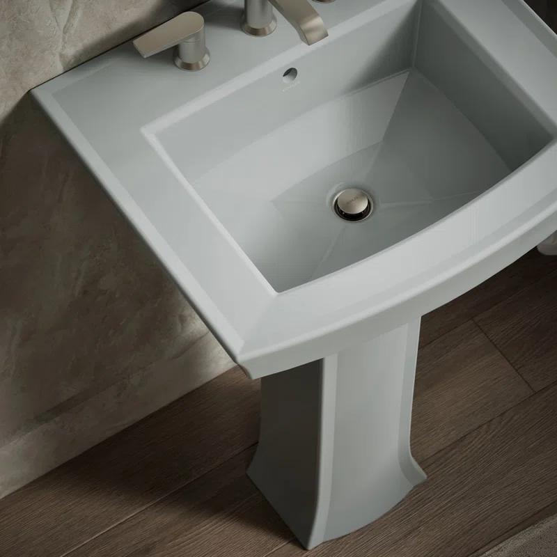 Archer 24" Rectangular Pedestal Bathroom Sink with Widespread Faucet Holes