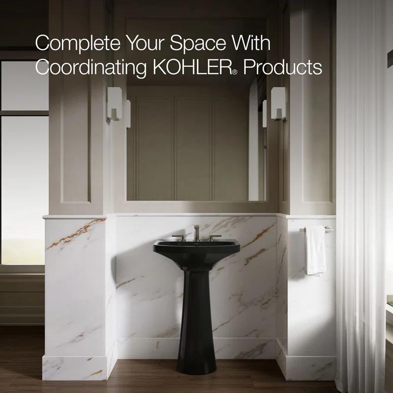 Cimarron® 26.81" Vitreous China U-Shape Pedestal Bathroom Sink with Overflow