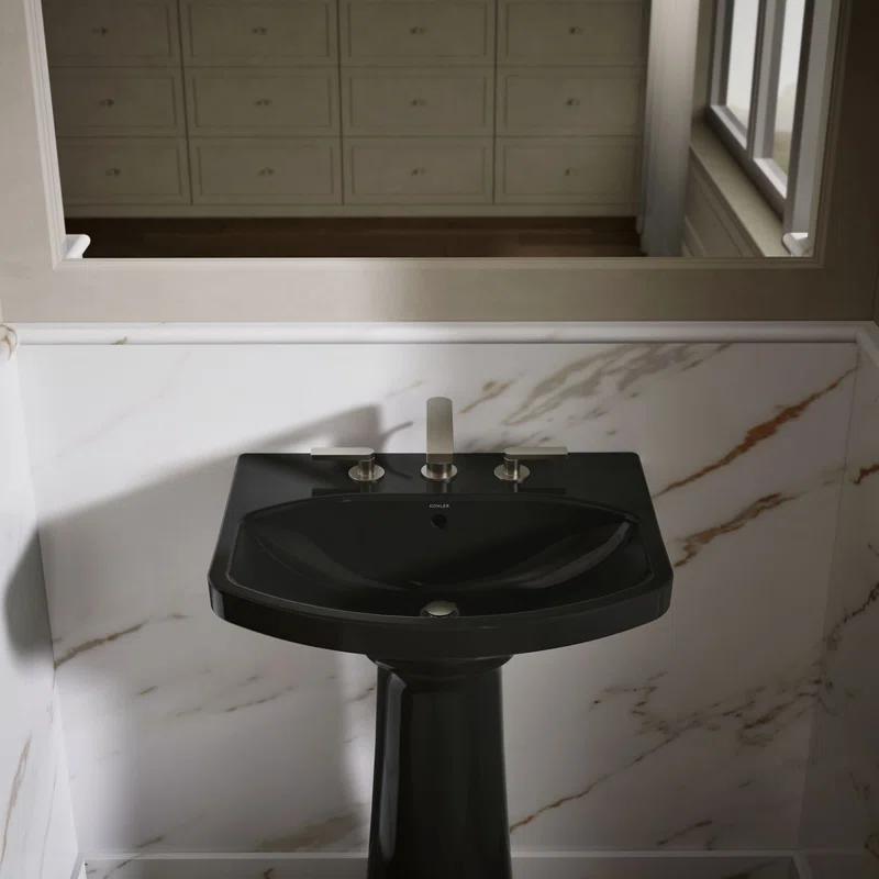 Cimarron® 26.81" Vitreous China U-Shape Pedestal Bathroom Sink with Overflow