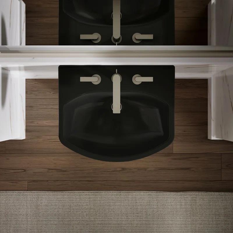 Cimarron® 26.81" Vitreous China U-Shape Pedestal Bathroom Sink with Overflow