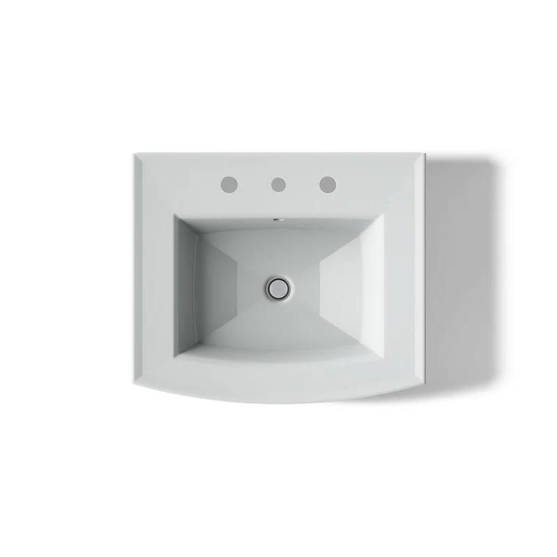 Archer 24" Rectangular Pedestal Bathroom Sink with Widespread Faucet Holes
