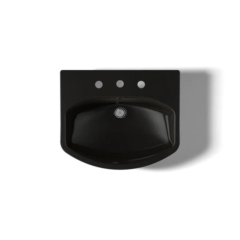 Cimarron® 26.81" Vitreous China U-Shape Pedestal Bathroom Sink with Overflow
