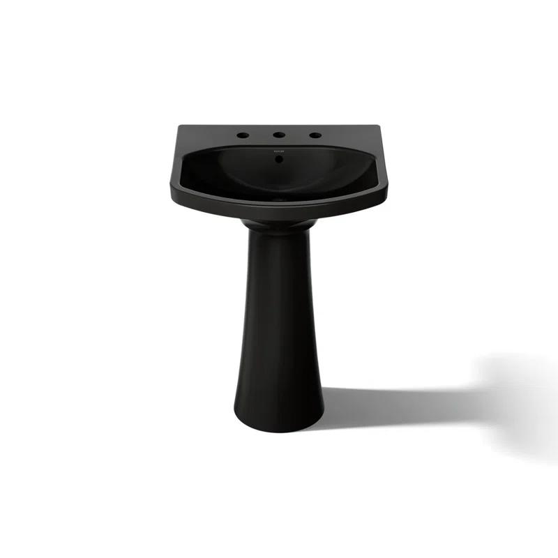 Cimarron® 26.81" Vitreous China U-Shape Pedestal Bathroom Sink with Overflow