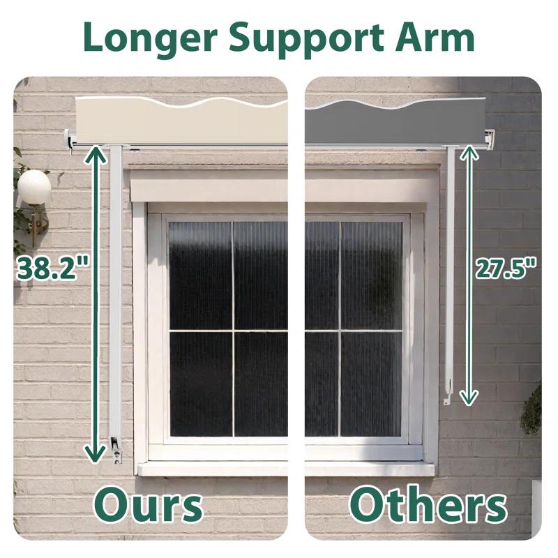 MCombo Polyester Cover Patio Window Awning, Manual Retractable Sunshade Canopy