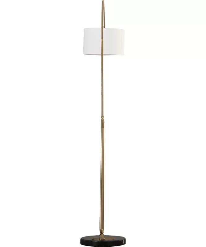 Elegant 84'' Antique Gold Arc Floor Lamp with White Cotton Shade