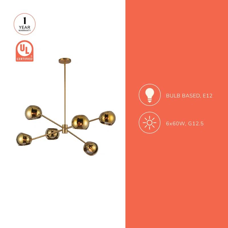 Willow 6 Light Metal Sputnik Chandelier