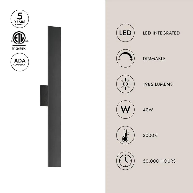 Vesta White Aluminum 36" LED Wall Sconce