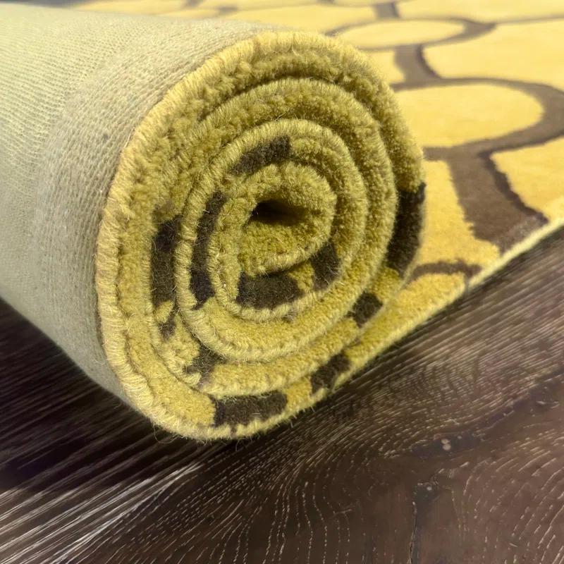 Stella Patterned Contemporary Wool Yellow/Brown Area Rug