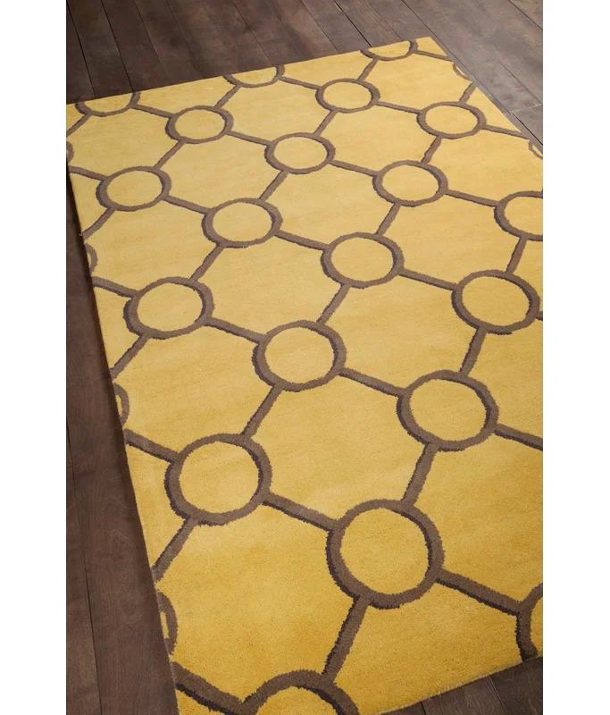 Stella Patterned Contemporary Wool Yellow/Brown Area Rug