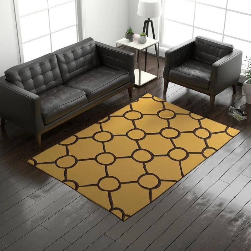 Stella Patterned Contemporary Wool Yellow/Brown Area Rug