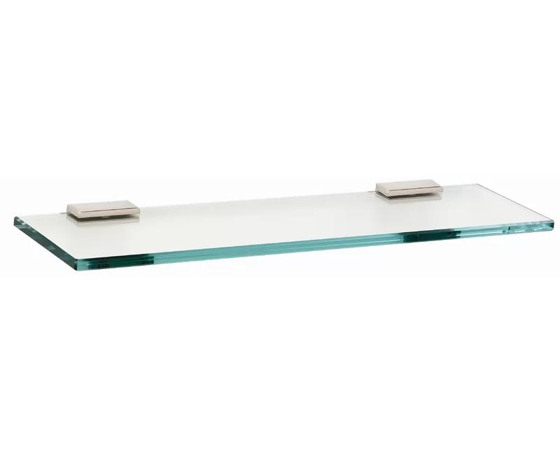Tempered Glass & Polished Wood 18'' Accent Wall Shelf