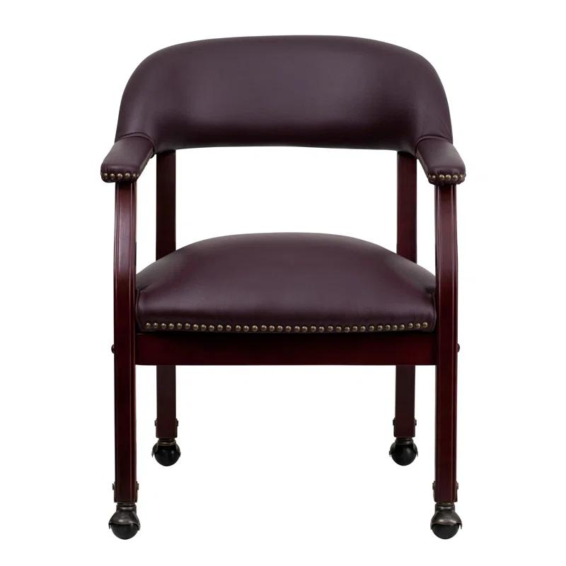 Leather Seat Waiting Room Chair with Wood Frame