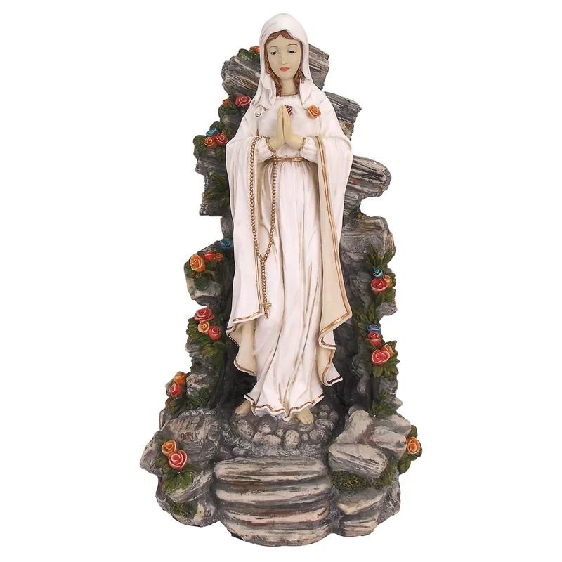 Illuminated Resin Garden Grotto Statue in Sacred Hues