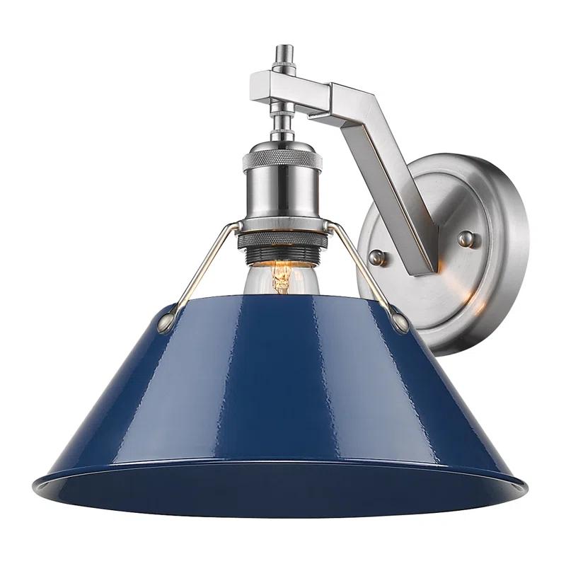 Orwell Pewter 10'' Transitional Sconce with Navy Shade
