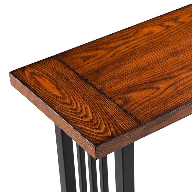 Leick Home Ironcraft Hall Stand - Mission Oak: Entryway Table with Shelf, CARB Certified, Wood Frame