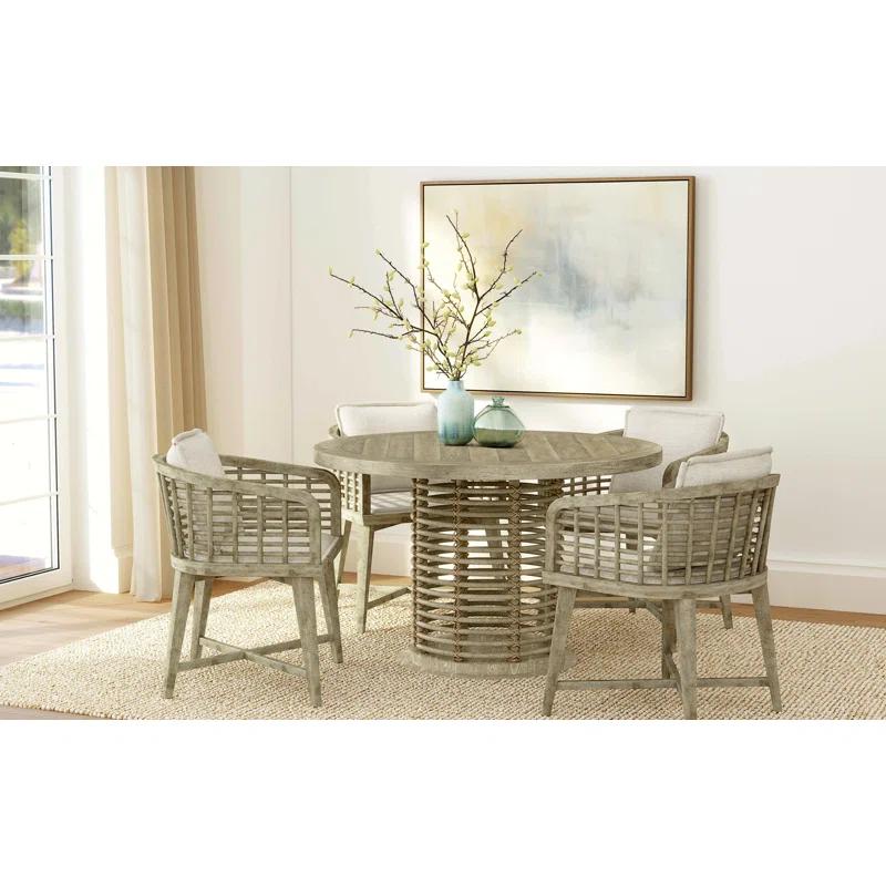 Anders Round Reclaimed Wood Pedestal Dining Table (48"- 60")