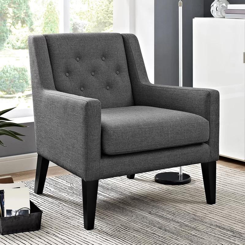 Elegant Gray Tufted Wingback Accent Chair with Tapered Legs