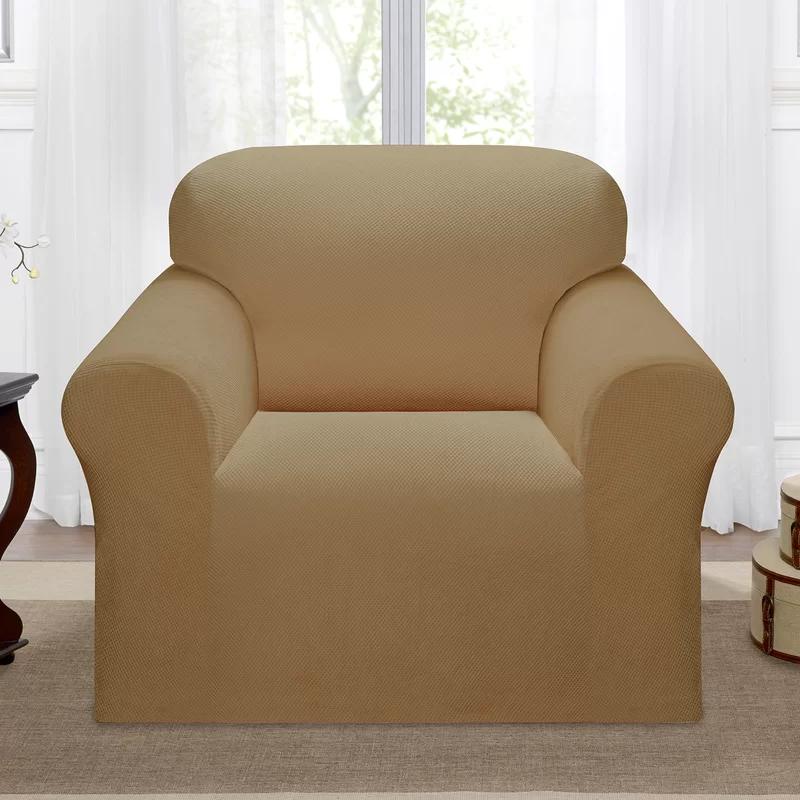 Deluxe Beige Polyester Blend Stretch Recliner Chair Slipcover