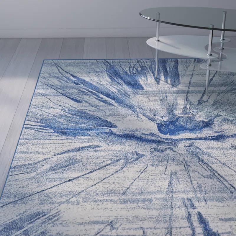 Wrought Studio™ Aveneil Abstract Cobalt Area Rug