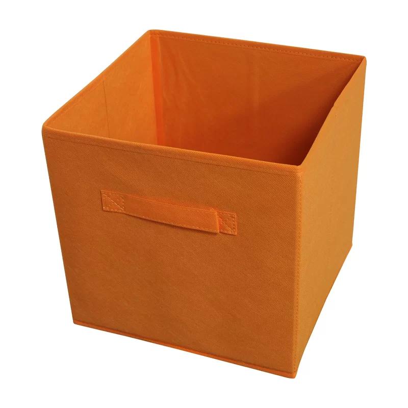 Bright Orange Collapsible Cube Storage Bin for Kids