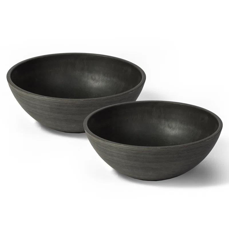 Algreen  4.5 x 12 x 12 in. Valencia Planter Bowl, Textured Charcoal - Pack of 2