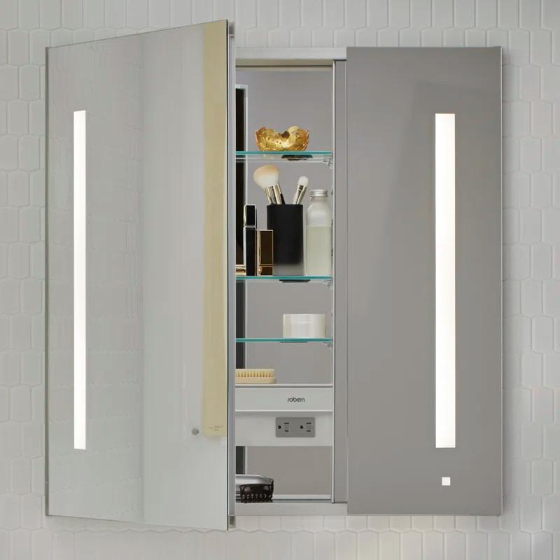 Sleek 40"x35" Modern Rectangular Frameless Mirror Cabinet with Bluetooth