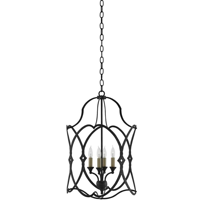 Charisma French Black 4-Light Cage Pendant with Dimmable Feature