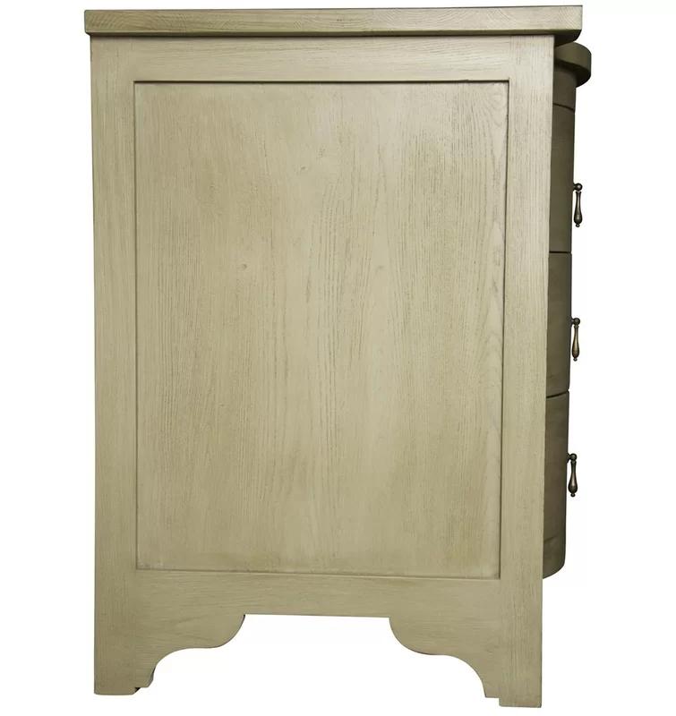 Vintage Charm Grey Elm Nightstand with Curved Storage Drawers